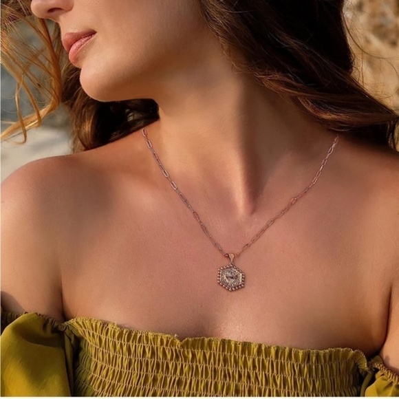 Gold 14k Gold Plated 2pc Heart Pendant Chain Necklace Set - Picture 4 of 4